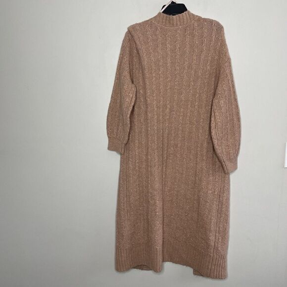 LOVE WHIT Cardigan Women Small Brown Cable-Knit Duster Sweater Pockets Oversized - Picture 5 of 9